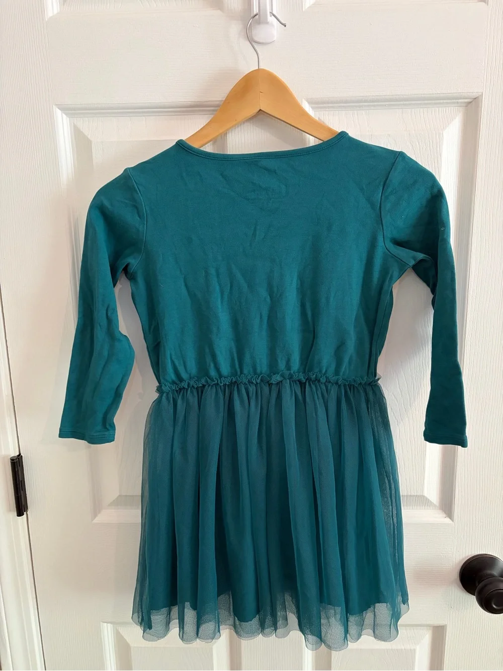 Primary Teal Long-Sleeve Tulle Skirt Twirl Dress - Size 8-9